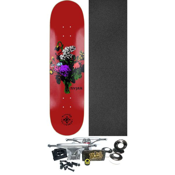 Disorder Skateboards Nyjah Huston Floral Stencil Red / Multi Skateboard Deck - 8.5" x 32" - Complete Skateboard Bundle
